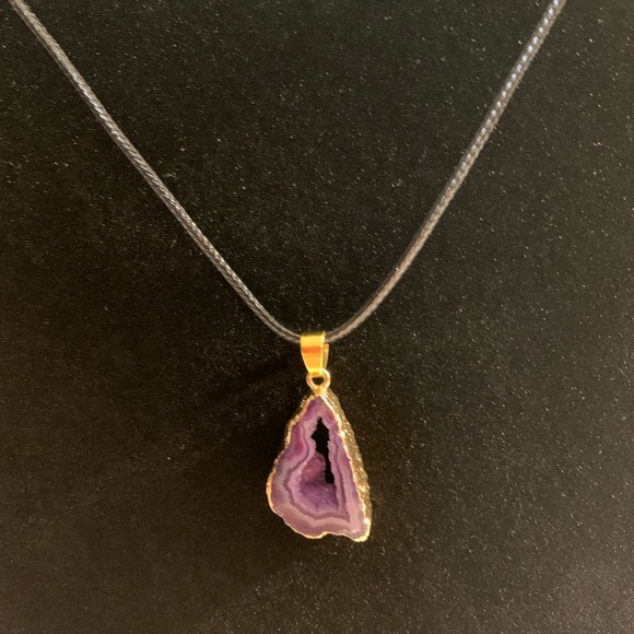 MystWearables Jewelry - Purple Amethyst Geode Necklace with Gold Accents